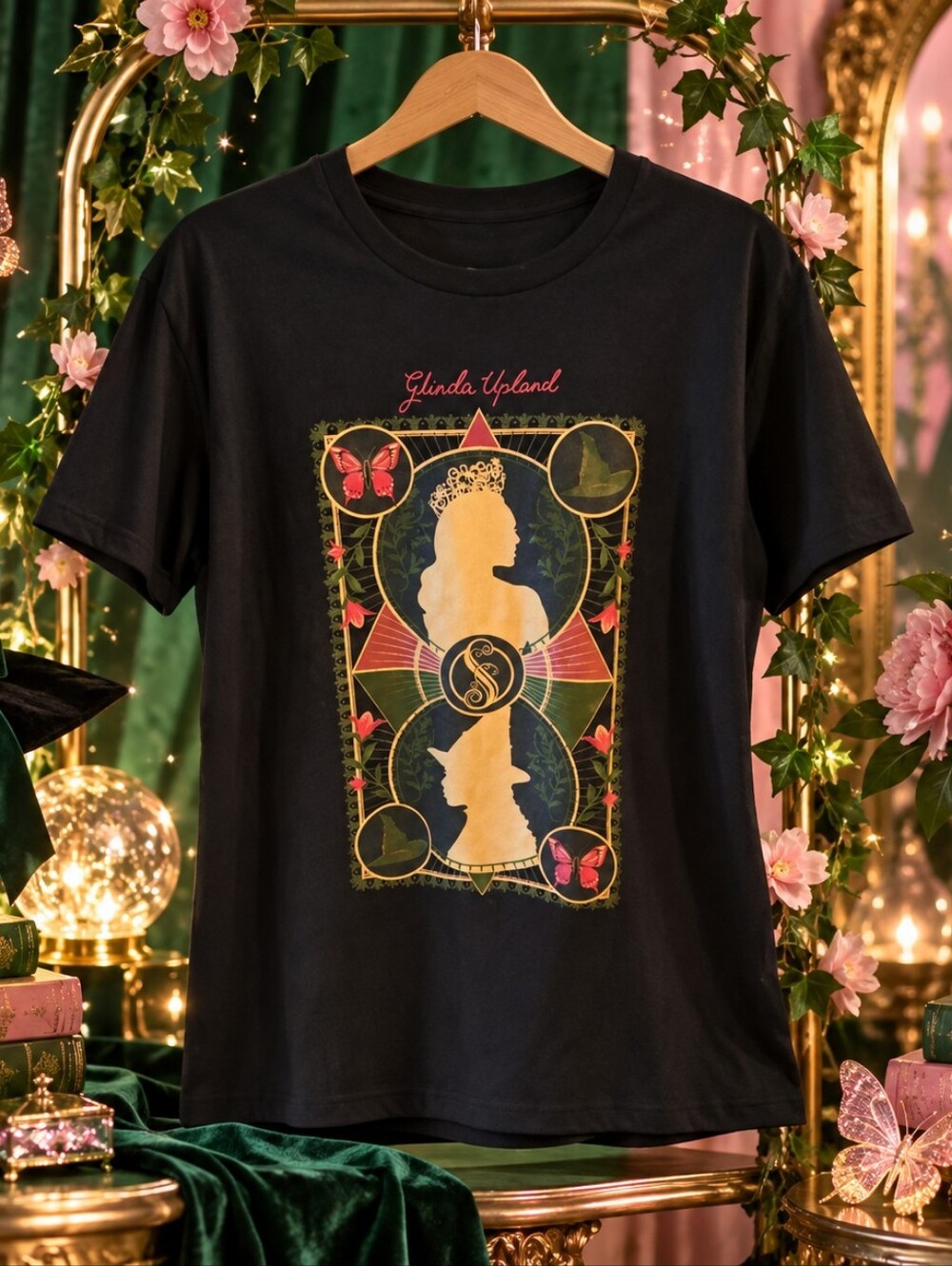 Wicked Glinda And Elphaba  Graphic Tee Size L Black NWT